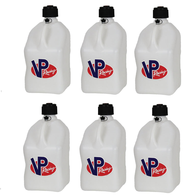 VP Racing Motorsport 5.5 Gal Square Plastic Utility Jugs, White (6 Pack)