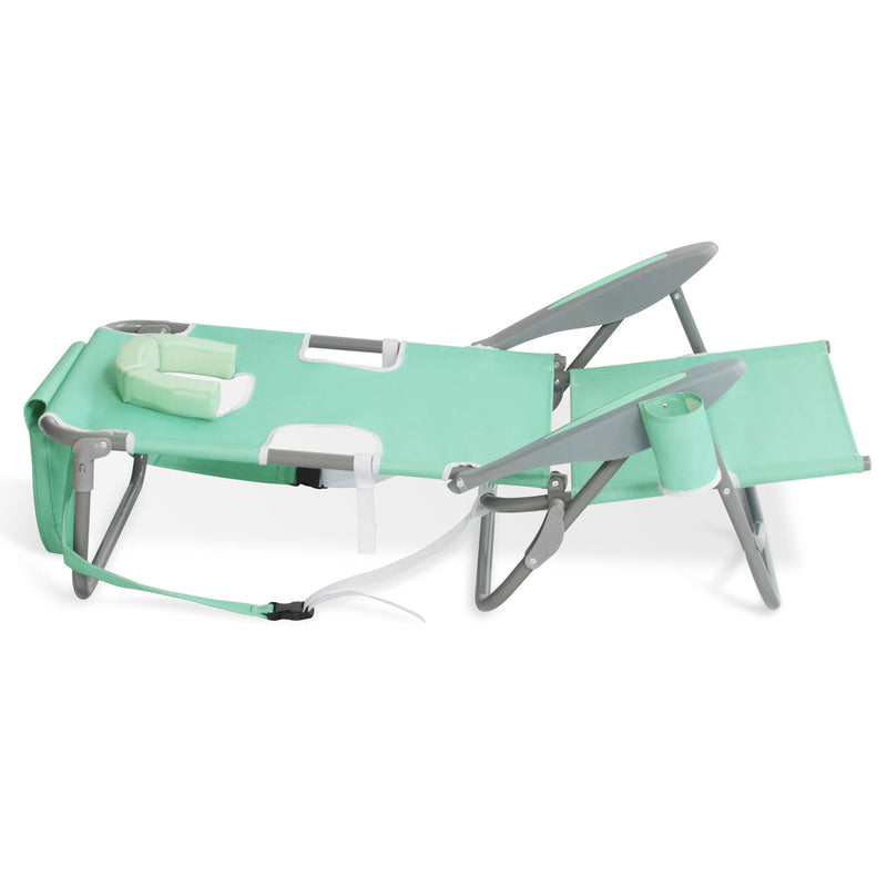 Ostrich On-Your-Back Reclining Beach Lounge Pool Camping Chair, Teal (Used)