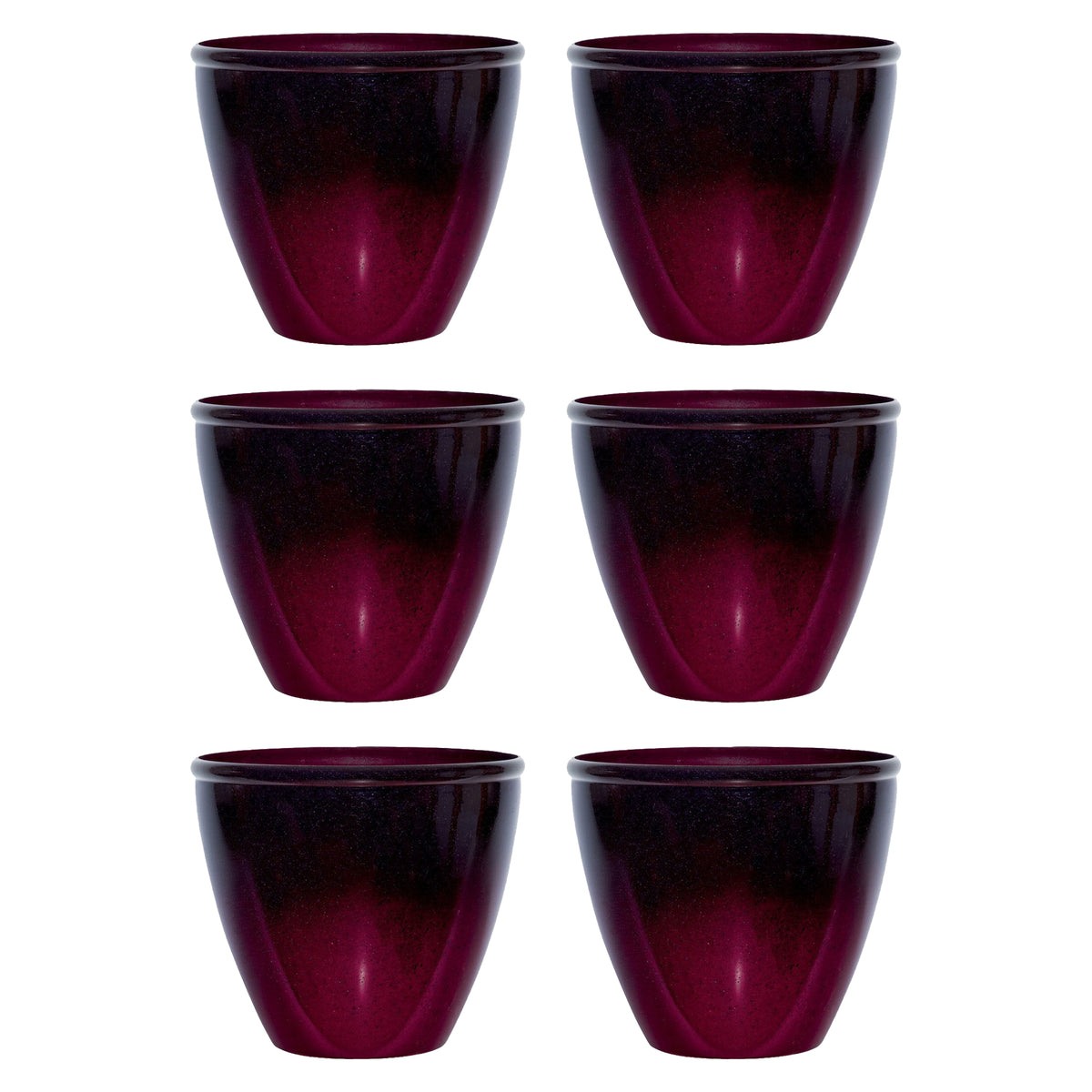 Suncast Seneca 16 Inch Ombre Resin Plant Flower Planter Pot, Red/Plum (6 Pack)
