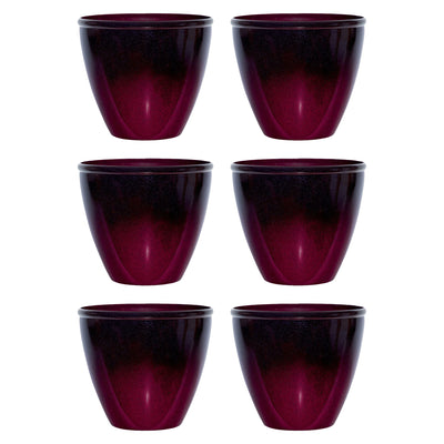 Suncast Seneca 16 Inch Ombre Resin Plant Flower Planter Pot, Red/Plum (6 Pack)