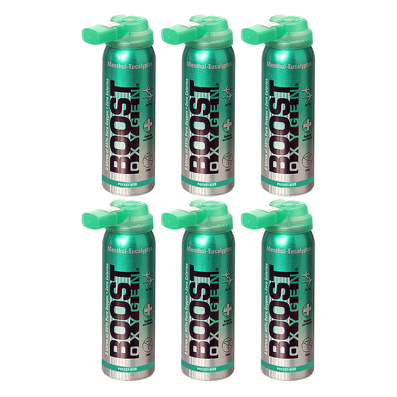 Boost Oxygen Canned 2-Liter Natural Oxygen Canister, Menthol Eucalyptus (6 Pack)