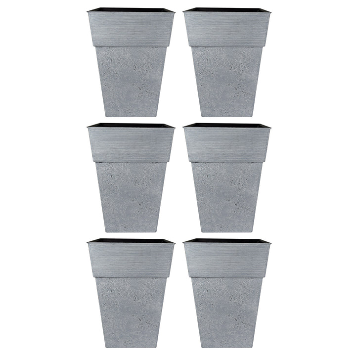 The HC Companies Avino 16-Inch Square Resin Planter Pot, Oxidized Black (6 Pack)