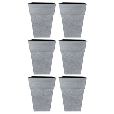 The HC Companies Avino 16-Inch Square Resin Planter Pot, Oxidized Black (6 Pack)