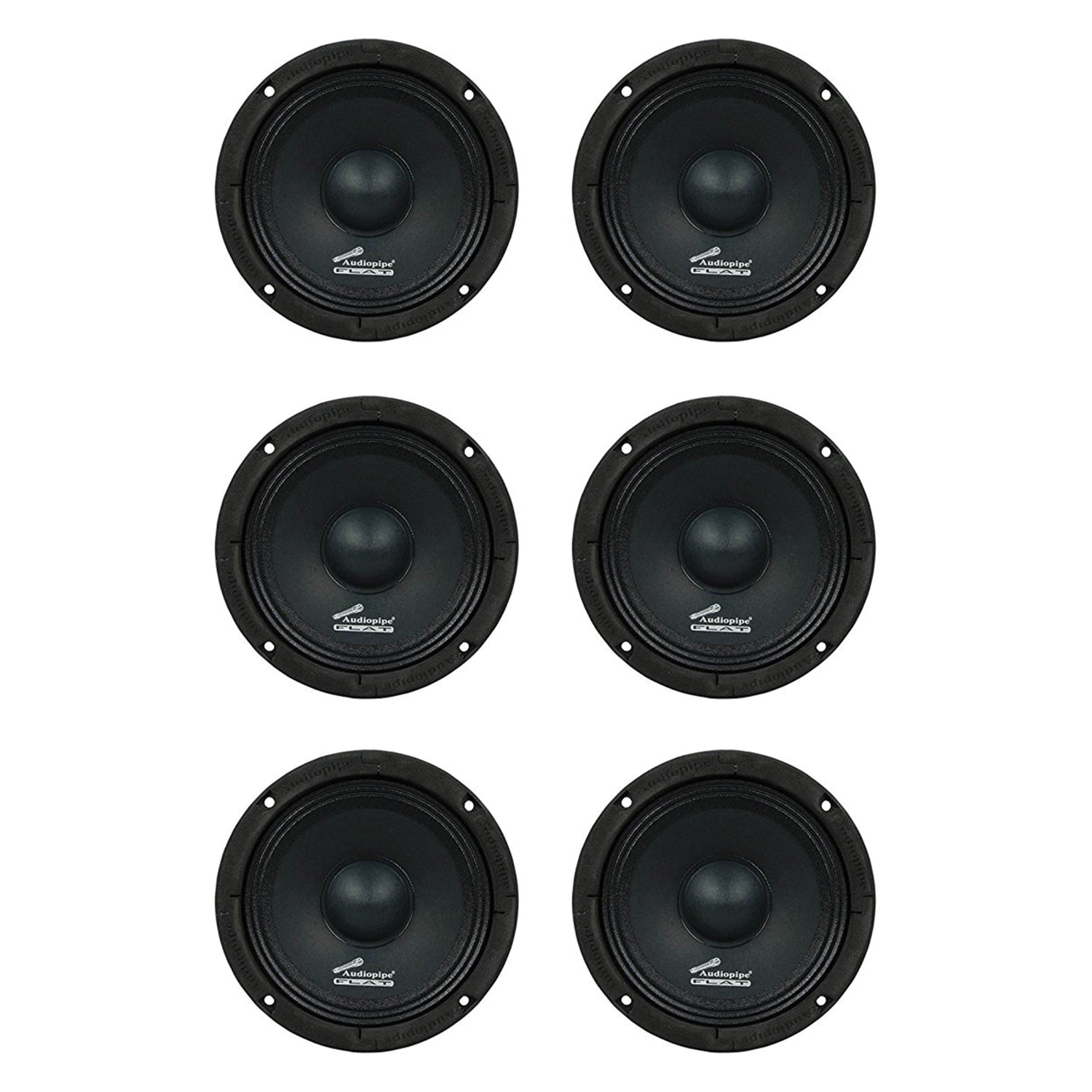 Audiopipe APMB-65FLT 250W 6.5" Flat Mount APMB Midrange Driver Speaker (6 Pack)