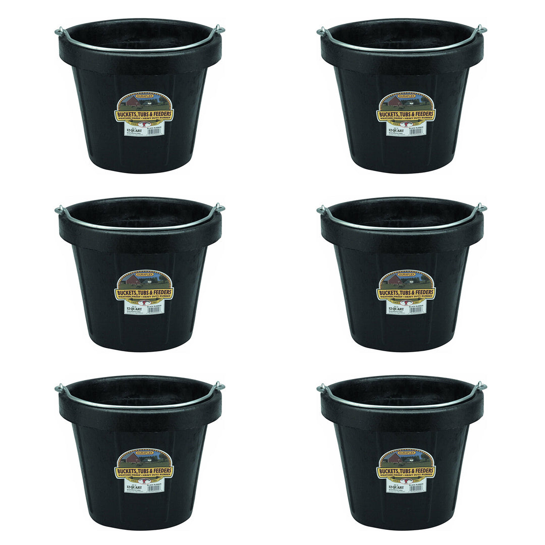 Little Giant 12 qt Flexible All-Purpose Rubber Bucket w/ Steel Handle (6 Pack)
