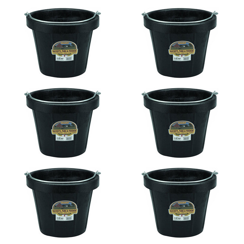 Little Giant 12 qt Flexible All-Purpose Rubber Bucket w/ Steel Handle (6 Pack)