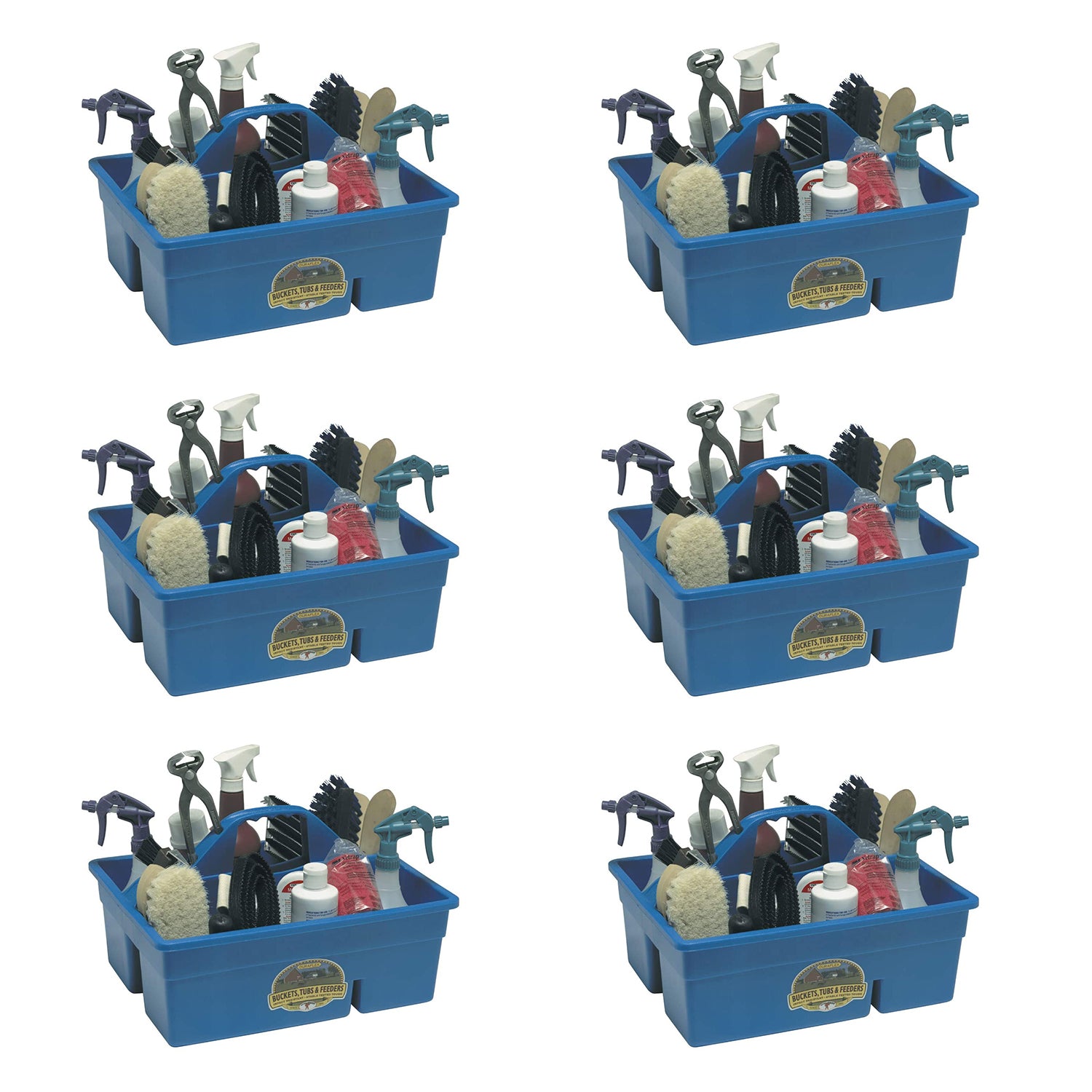 Little Giant Stable Supplies Plastic Organization DuraTote Box, Blue (6 Pack)