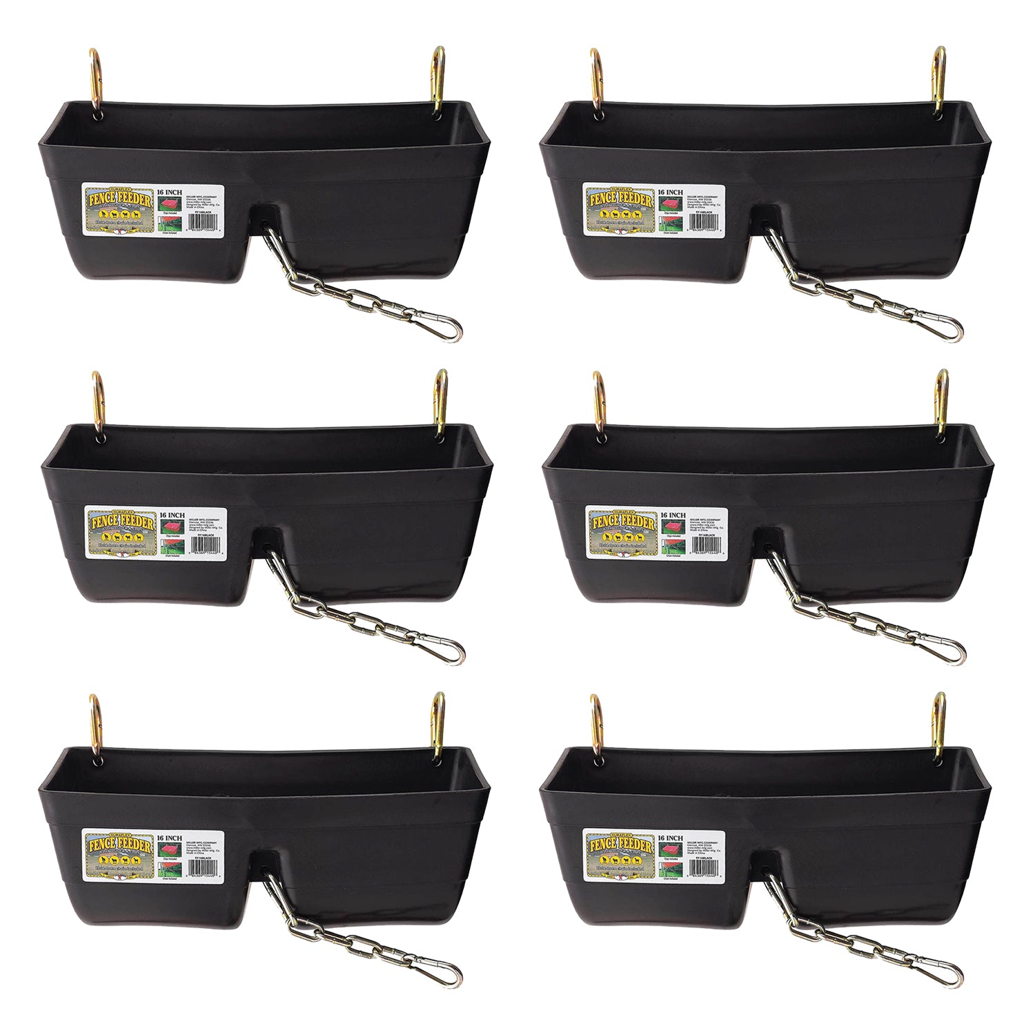 Little Giant 9 Quart Heavy Duty Feed Trough Bucket Fence Feeder, Black (6 Pack) - VMInnovations