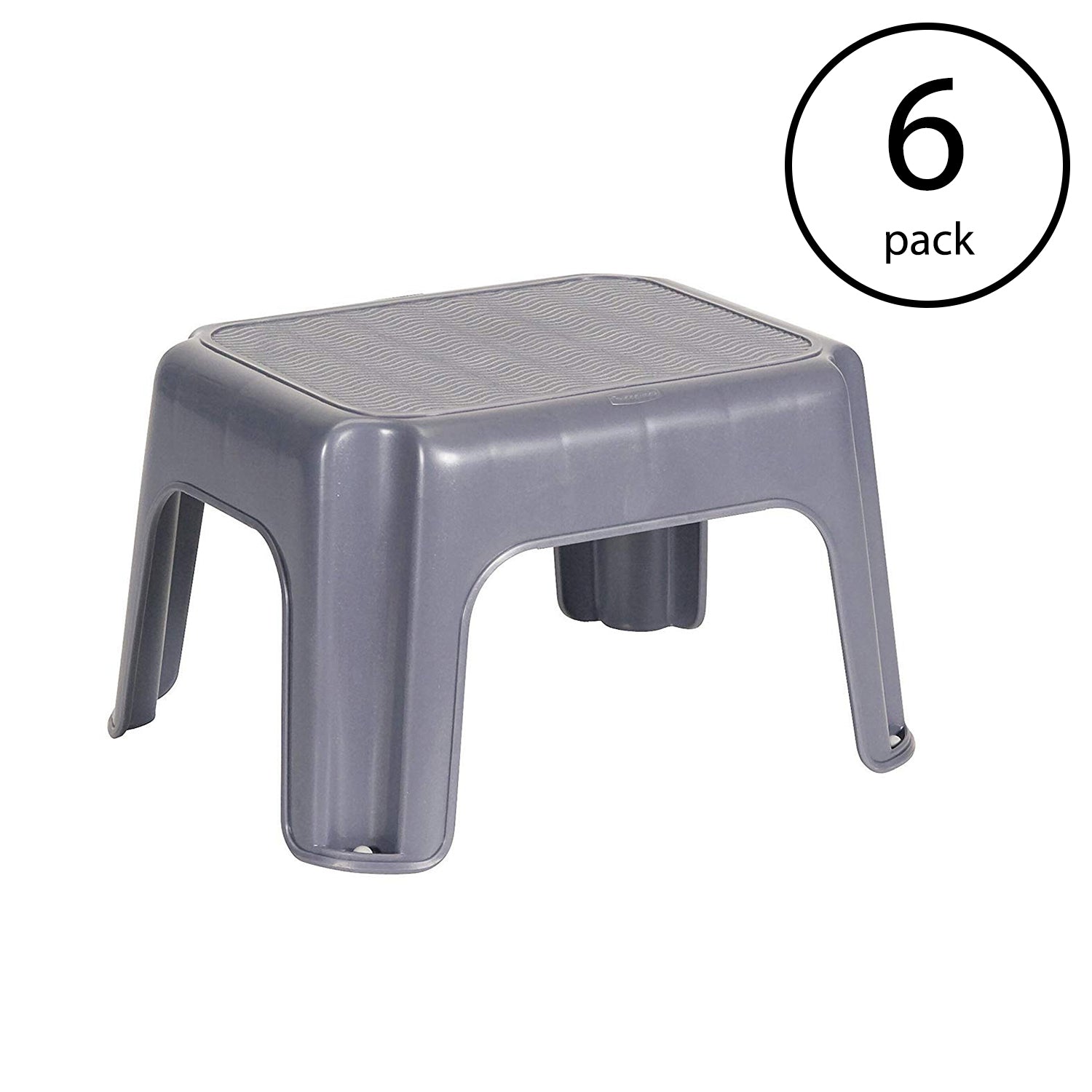 Rubbermaid Durable Plastic Step Stool w/ 250-LB Weight Capacity, Gray (6 Pack) - VMInnovations