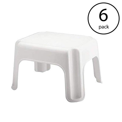 Rubbermaid Durable Plastic Step Stool w/ 300-LB Weight Capacity, White (6-Pack)