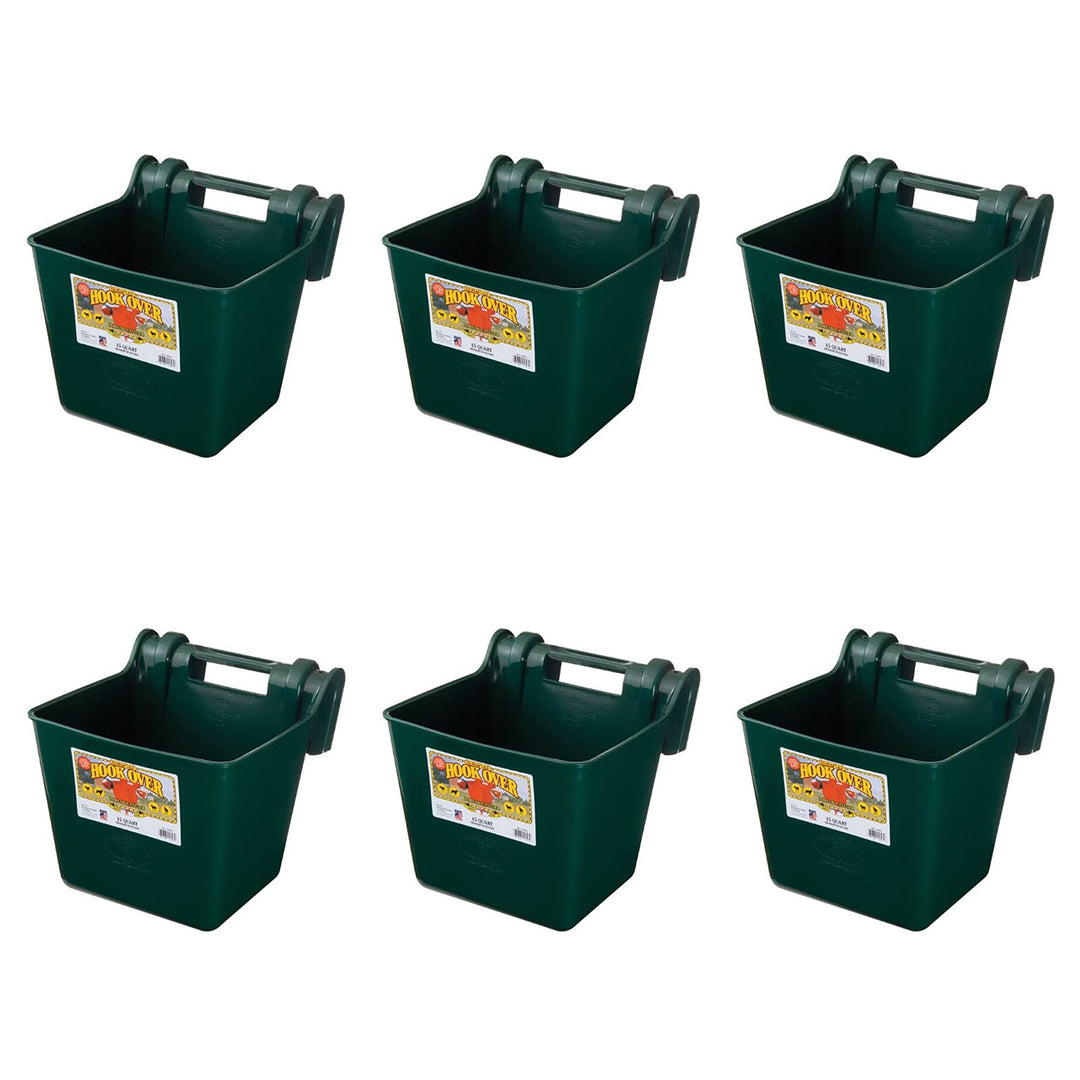 Little Giant Heavy Duty 15 Quart Mountable Plastic Hook Feeder, Green (6 Pack)