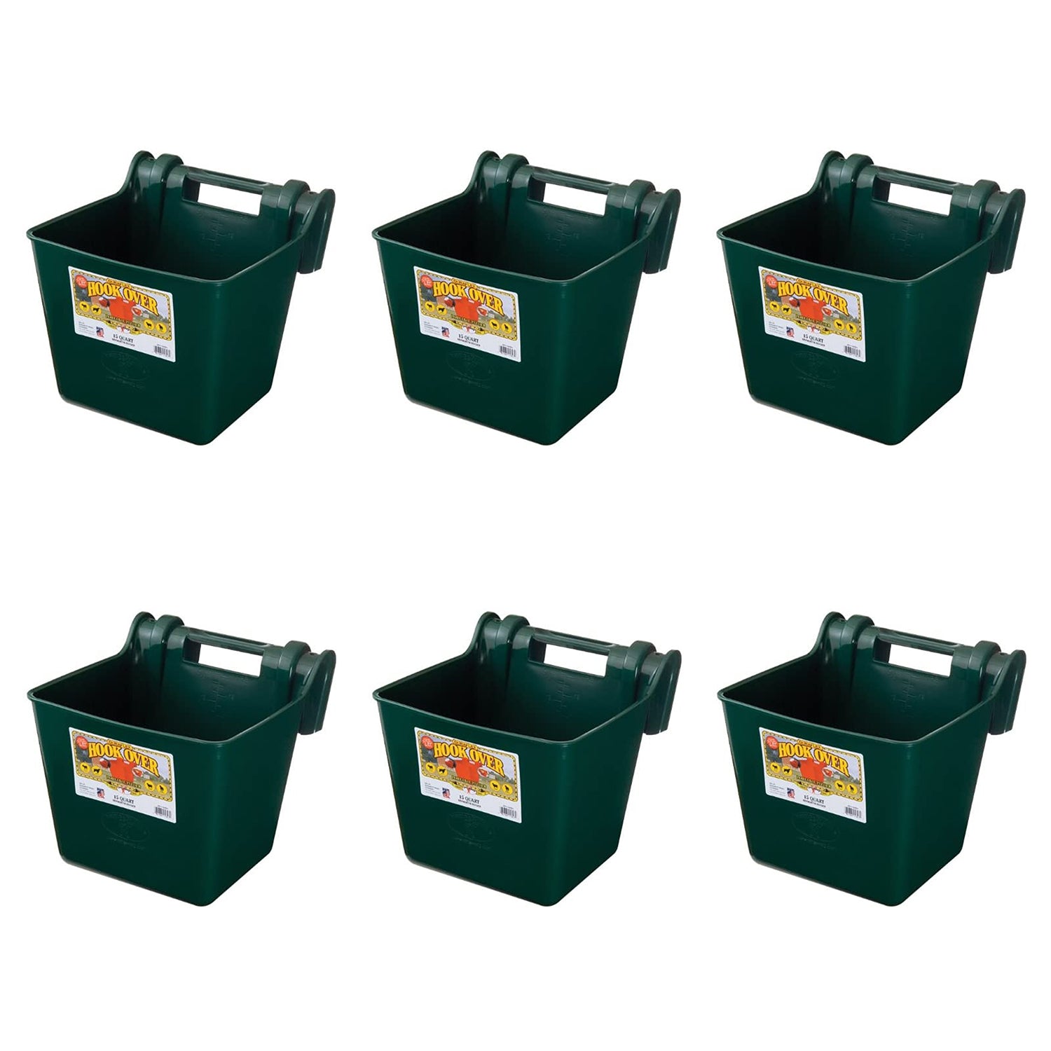 Little Giant Heavy Duty 15 Quart Mountable Plastic Hook Feeder, Green (6 Pack) - VMInnovations