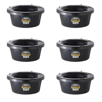 Little Giant Rubber Tub with Metal Hanging Hooks 6.5 Gallon, Black (6 Pack)