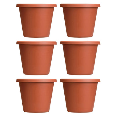 HC Companies LIA24000E35 24-Inch Indoor Plastic Round Classic Pot, Clay (6 Pack) - VMInnovations
