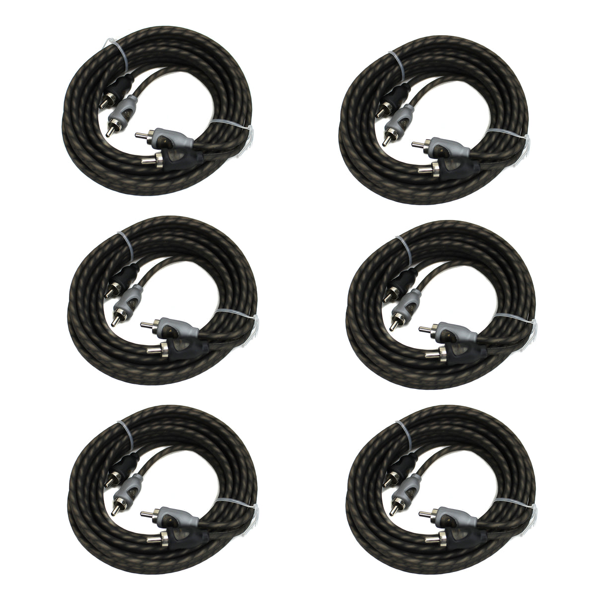 Rockford Fosgate RFI-20 20 Feet Twisted RCA Car Audio Signal Cables (6 Pack)