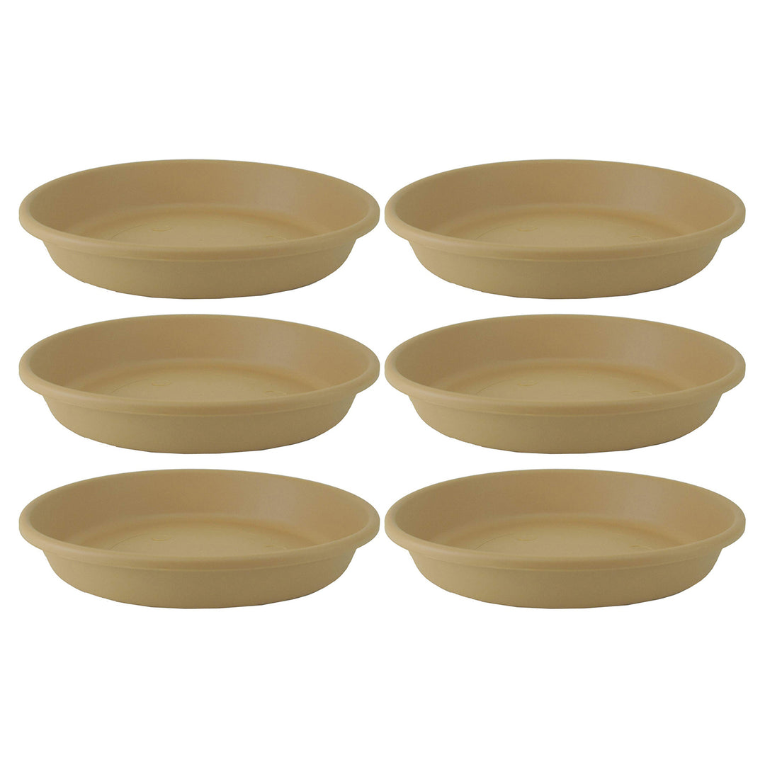 HC Companies Classic 10 Inch Round Flower Pot Plant Saucer, Sandstone (6 Pack) - VMInnovations