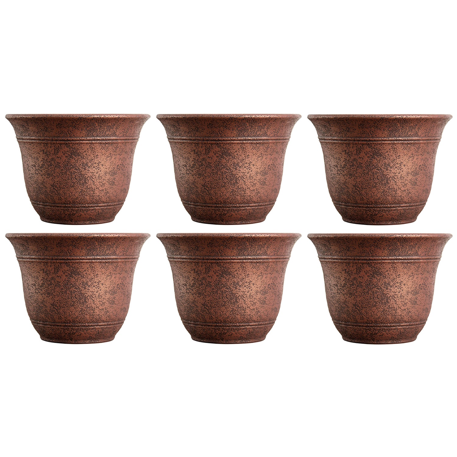 Listo SRA13001P05 13-Inch Round Plastic Sierra Planter, Rustic Redstone (6 Pack) - VMInnovations