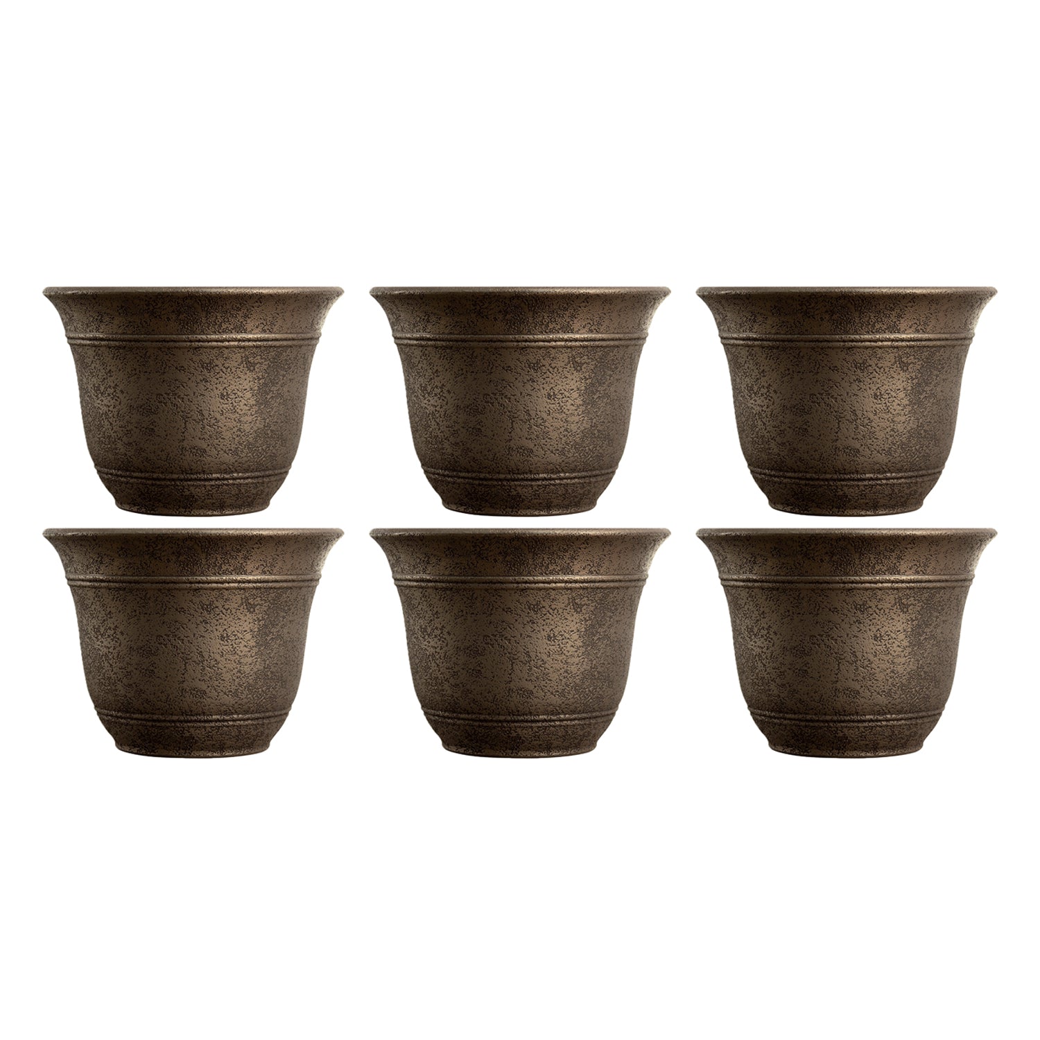 HC Companies 13" Wide Sierra Planter Round Plastic Planter, Nordic Bronze (6 Pk) - VMInnovations