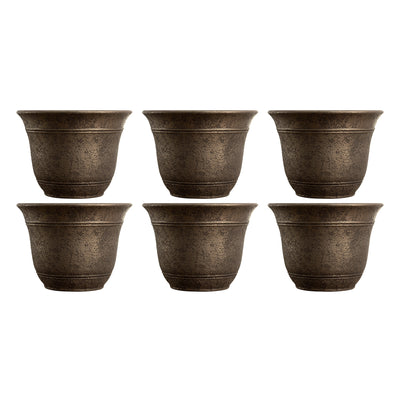 HC Companies 13" Wide Sierra Planter Round Plastic Planter, Nordic Bronze (6 Pk) - VMInnovations
