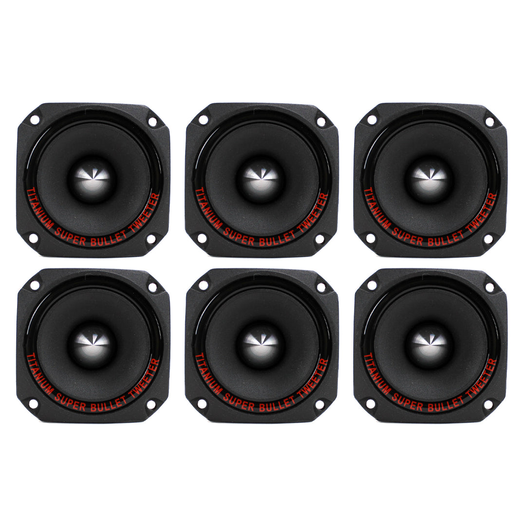 Pyramid TW44 1" 300 Watt Titanium Dome Bullet Car Super Tweeter, Black (6 Pack)