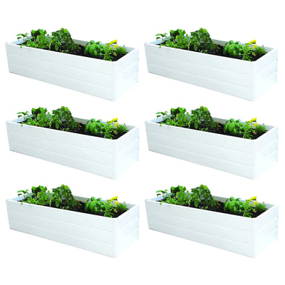 NuVue 26005 44 Inch Raised PVC Garden Planter Terrace Deck Box, White (6 Pack)