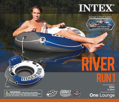 Intex River Run 1 Person Inflatable Floating Tube Raft for Lake/Pool (Open Box)
