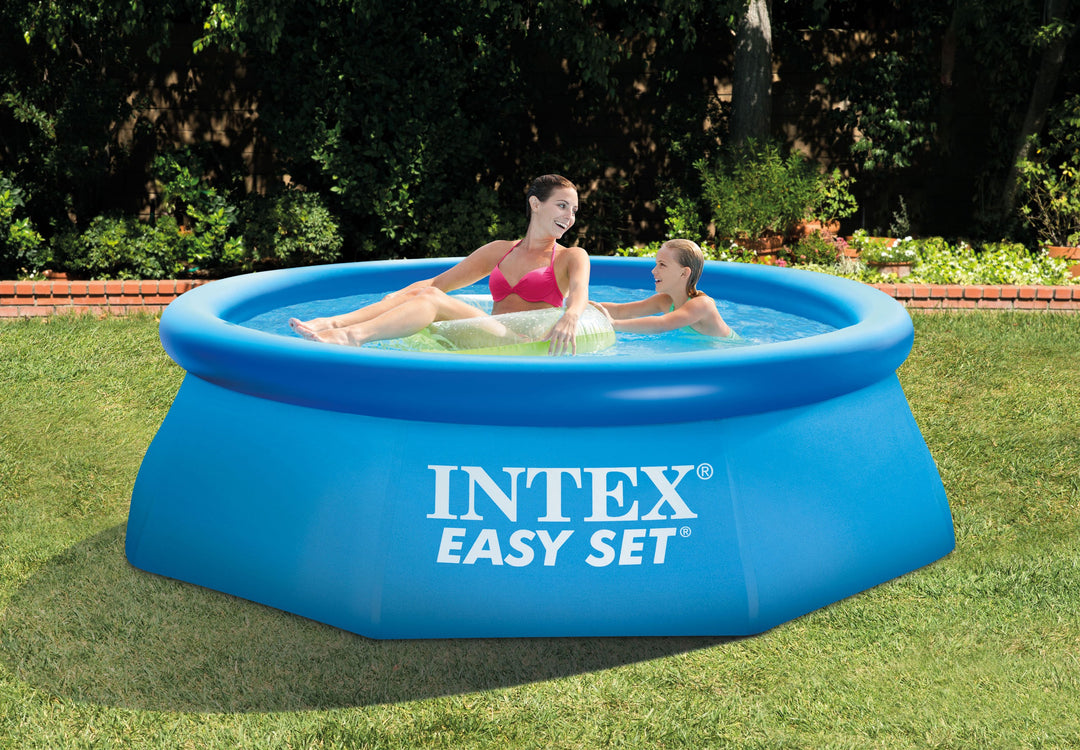 Intex 8ft Above Ground Swimming Pool Cover(2) & 8ft Inflatable Top Round Pool