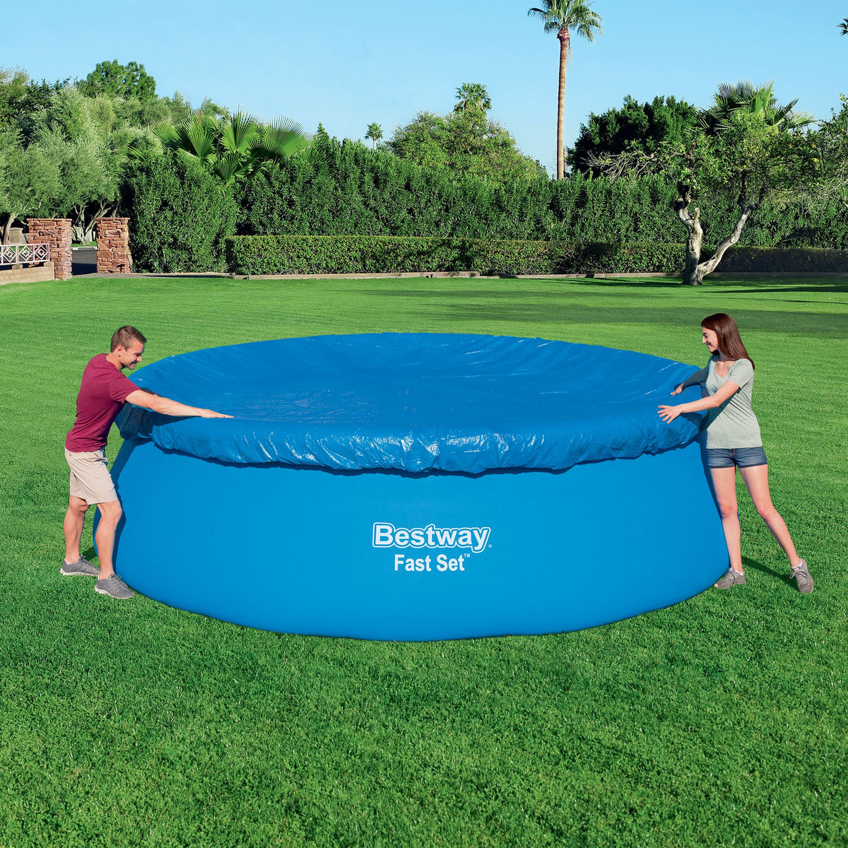 Bestway Flowclear Fast Set Pool Debris Cover for 15 Foot Round Pools (2 Pack)