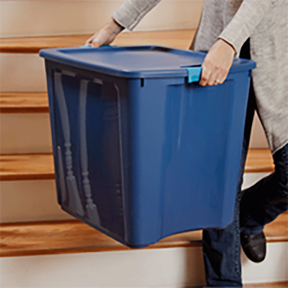 Sterilite 26 Gallon Storage Tote Container Box with Latch and Carry Lid, Blue