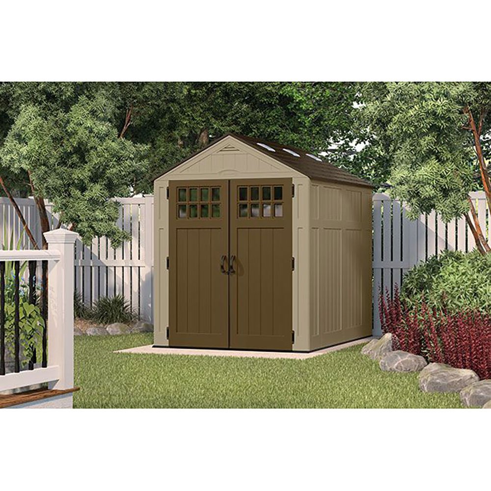 Suncast 306 Cu Ft Everett 6 x 8 Foot Resin Garden Tool Storage Shed (Open Box) - VMInnovations