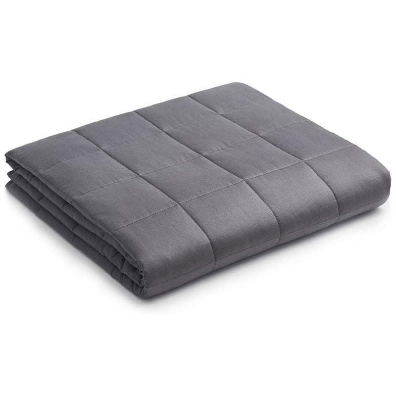 YnM Cotton 60x80 In 25 Lb Weighted Blanket for Queen & King Beds, Grey (Used)