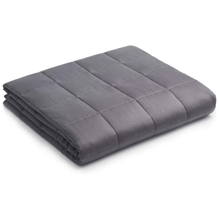 YnM Cotton 15 Lb Weighted Blanket for Twin and Full Beds, Dark Grey (Used)