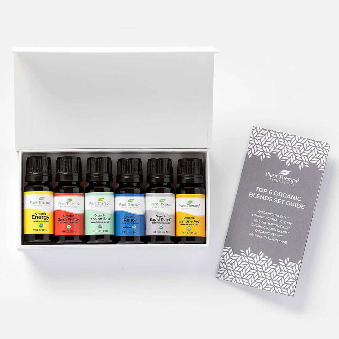 Plant Therapy 10 mL Essential Oils, 0.33 Oz, Top 6 Organic Blends (Open Box)