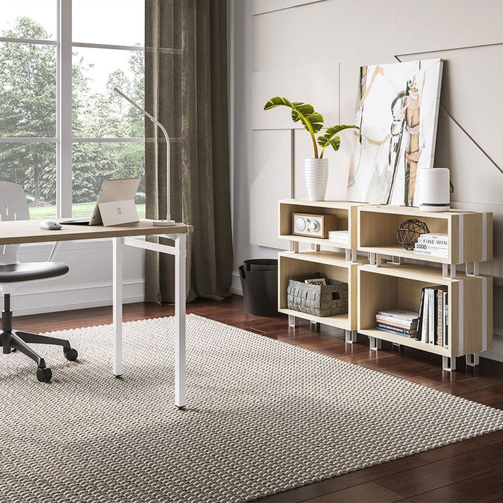 Safco 17.25 Inch Tall Wooden Ready Home Office Stackable Storage Cabinet, Beige