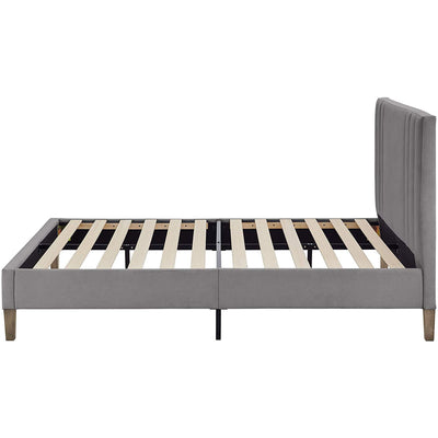 Classic Brands Chicago Tufted Upholstered Platform Bed Frame, Queen, Light Grey