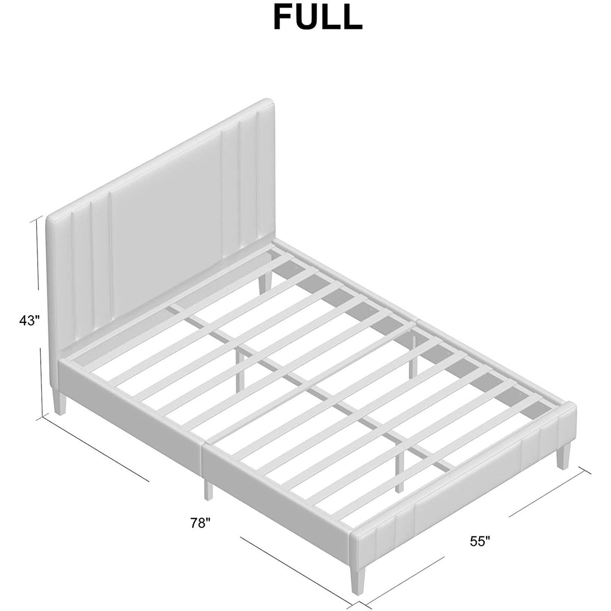 Classic Brands Chicago Modern Tufted Upholstered Platform Bed Frame, Full, Shell