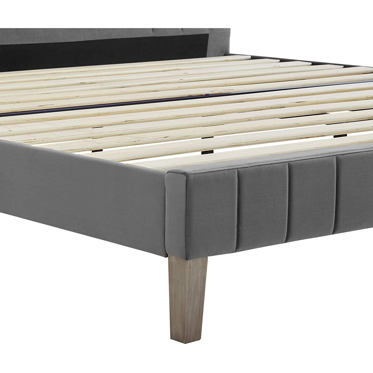 Classic Brands Chicago Tufted Upholstered Platform Bed Frame, King, Dark Grey