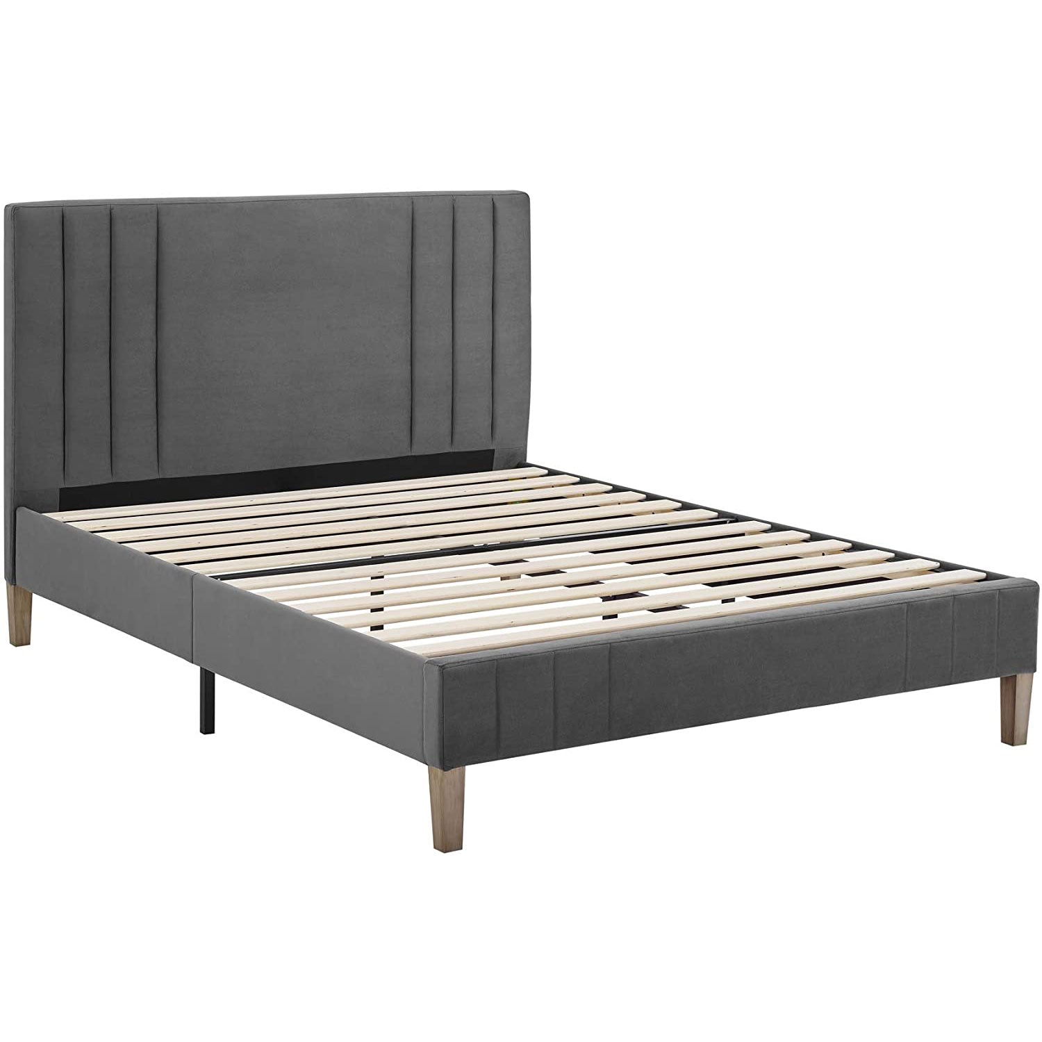 Classic Brands Chicago Tufted Upholstered Platform Bed Frame, Full, Dark Grey