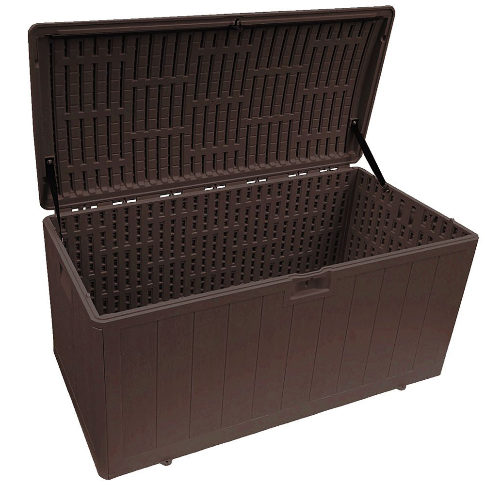 Plastic Development Group 105-Gallon Resin Storage Deck Box, Java Brown (Used) - VMInnovations