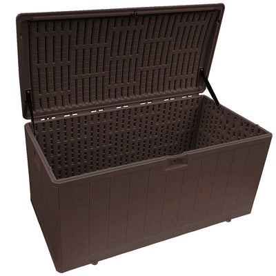 Plastic Development Group 105-Gallon Resin Storage Deck Box, Java Brown (Used) - VMInnovations