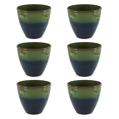Suncast Seneca 16" Ombre Resin Plant Flower Planter Pot, Green/Blue (6 Pack)