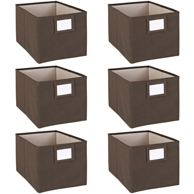 ClosetMaid Fabric Storage Cube Organizer Bin w/ Write On Label, Canteen (6 Pack)
