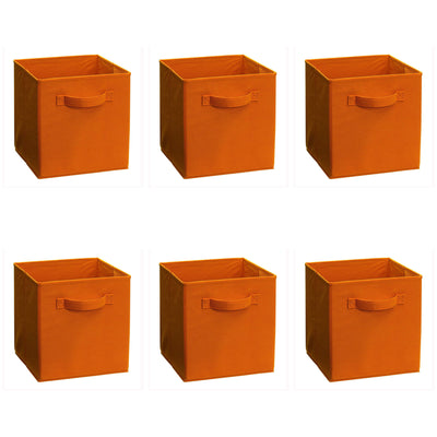 ClosetMaid Fabric Storage Organizer Cube with Handles, Fiesta Orange (6 Pack)