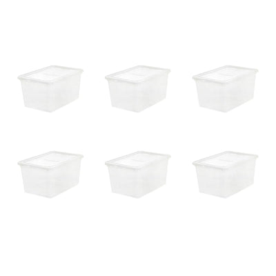 IRIS USA 58 Quart Plastic Container w/ Non Latching lid (6 Pack) (Open Box)