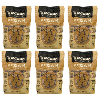 Western 180 cu in. Premium Pecan Wood BBQ Grill/Smoker Cooking Chips (6 Pack)