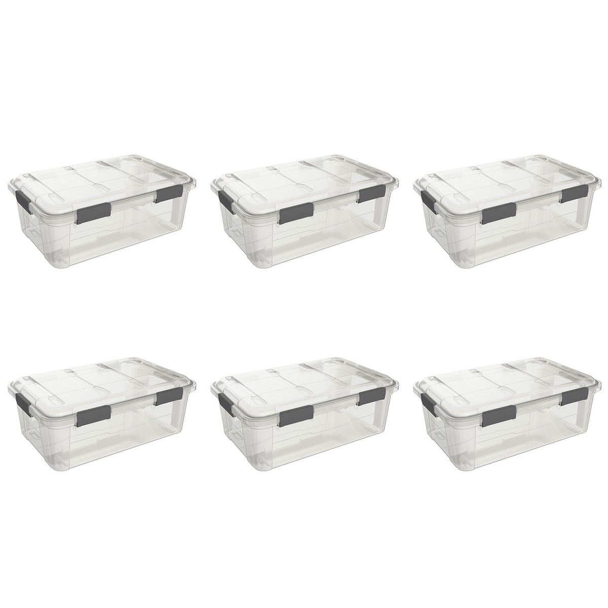 Ezy Storage Weather Proof IP65 8 Gallon Plastic Storage Bin Box w/ Lid (6 Pack)