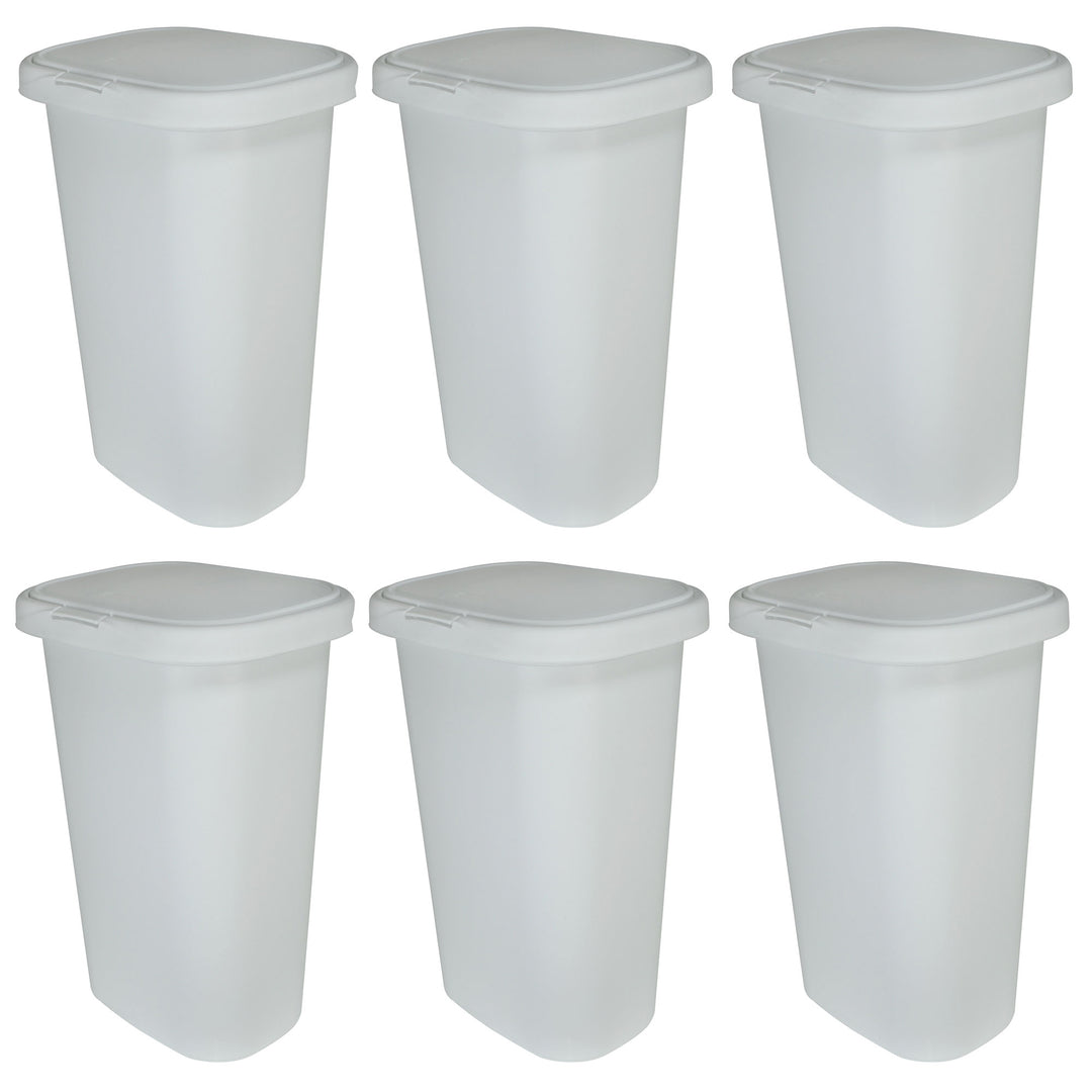 Rubbermaid 13 Gallon Rectangular Spring-Top Lid Wastebasket Trash Can (6 Pack)