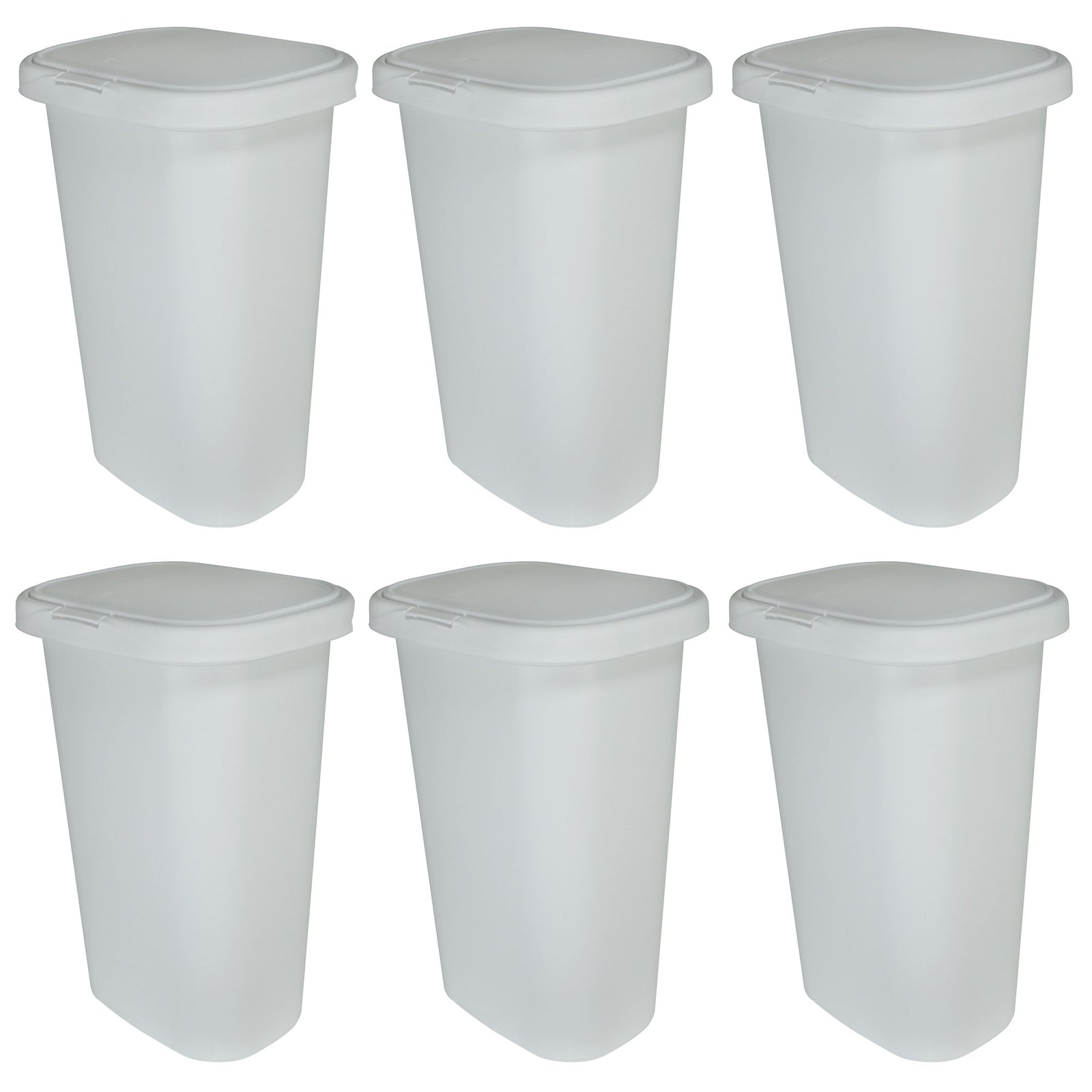 Rubbermaid 13 Gallon Rectangular Spring-Top Lid Wastebasket Trash Can (6 Pack) - VMInnovations