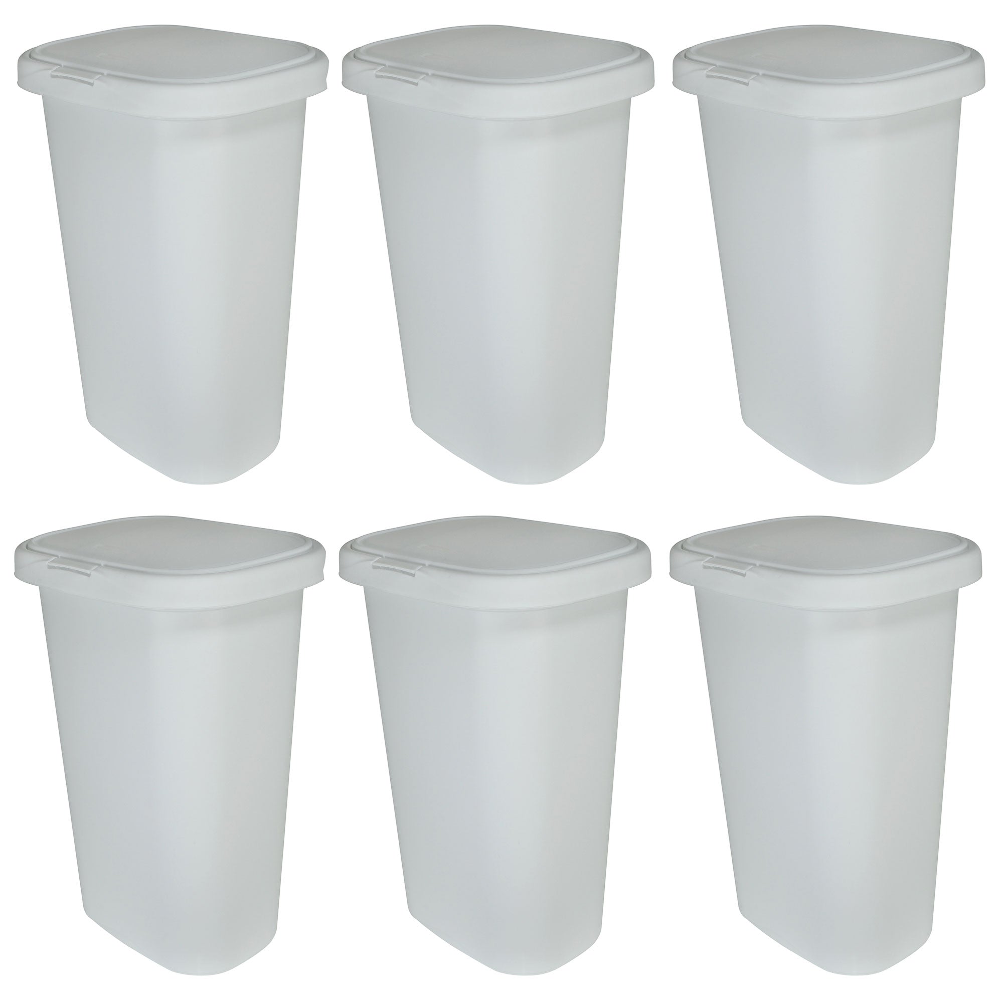 Rubbermaid 13 Gallon Rectangular Spring-Top Lid Wastebasket Trash Can (6 Pack) - VMInnovations
