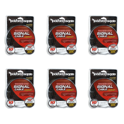 Rockford Fosgate RFI-10 10 Feet Twisted RCA Car Audio Signal Cable (6 Pack)